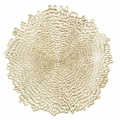 15 in. Gold Blossom Vinyl Placemat (4-Pack) by Amscan