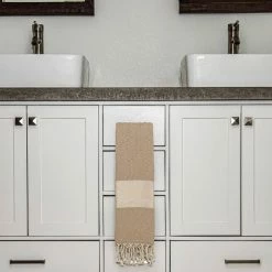 Beige 100% Cotton Turkish Hand Towels 18 in. x 40 in. Diamond Peshtemal Kitchen and Bath Towels (Set of 2) by DEERLUX -Table Linens Shop beige cream deerlux kitchen towels qi004005 bg 2 1f 1000