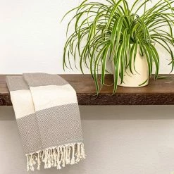 Beige 100% Cotton Turkish Hand Towels 18 in. x 40 in. Diamond Peshtemal Kitchen and Bath Towels (Set of 2) by DEERLUX -Table Linens Shop beige cream deerlux kitchen towels qi004005 bg 2 76 1000