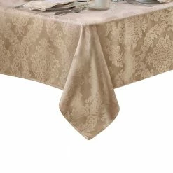 60 in. W x 84 in. L Oblong Beige Barcelona Damask Fabric Tablecloth by Elrene -Table Linens Shop beige cream elrene tablecloths 21034bge 4f 1000