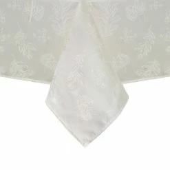 60 in. W x 120 in. L Ivory Elegant Woven Leaves Jacquard Damask Tablecloth by Elrene