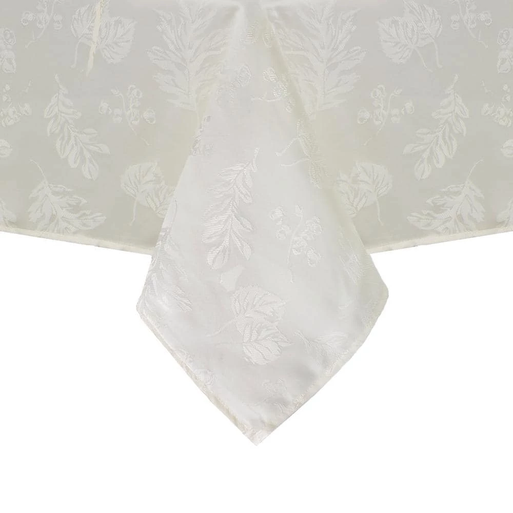 60 in. W x 120 in. L Ivory Elegant Woven Leaves Jacquard Damask Tablecloth by Elrene 3 60 in. W x 120 in. L Ivory Elegant Woven Leaves Jacquard Damask Tablecloth by Elrene