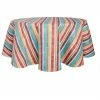 Cameron Stripe 70 in. W x 70 in. L Natural Beige Striped Cotton Tablecloth by Fiesta