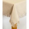 Homespun Fringed 60 in. x 120 in. Ecru 100% Cotton Tablecloth by Lintex -Table Linens Shop beige cream lintex tablecloths 381355 64 1000