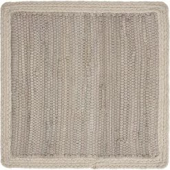 Neutral 15 in. x 15 in. Silver / Cream Bordered Square Cotton Placemats (Set of 4) by LR Home