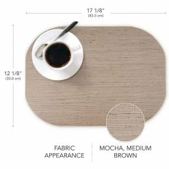 Easy Care Burlap/Oval 17 in. x 12 in. Camel Vinyl Placemats (Set of 6) by DASCO -Table Linens Shop beige cream placemats hd22 005 4f 1000