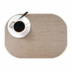 Easy Care Burlap/Oval 17 in. x 12 in. Camel Vinyl Placemats (Set of 6) by DASCO -Table Linens Shop beige cream placemats hd22 005 76 1000