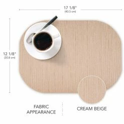 Easy Care Strings/Oval 17 in. x 12 in. Pearl Vinyl Placemats (Set of 6) by DASCO -Table Linens Shop beige cream placemats hd22 007 4f 1000