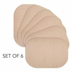 Easy Care Strings/Oval 17 in. x 12 in. Pearl Vinyl Placemats (Set of 6) by DASCO -Table Linens Shop beige cream placemats hd22 007 c3 1000