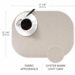 Easy Care Shell/Oval 17 in. x 12 in. Opal Vinyl Placemats (Set of 6) by DASCO -Table Linens Shop beige cream placemats hd22 008 4f 1000