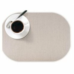 Easy Care Shell/Oval 17 in. x 12 in. Opal Vinyl Placemats (Set of 6) by DASCO -Table Linens Shop beige cream placemats hd22 008 76 1000