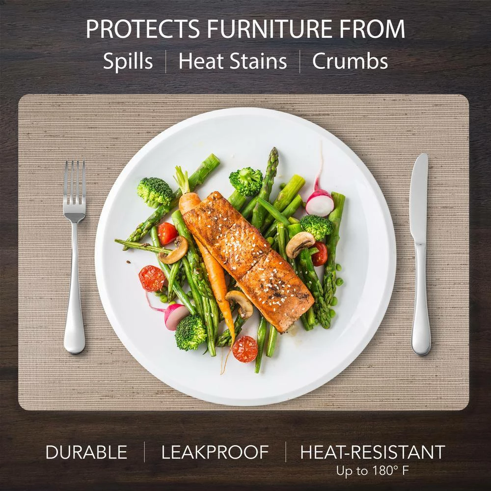 Easy Care Burlap/Rectangle 17 in. x 12 in. Camel Vinyl Placemats (Set of 6) by DASCO 8 Easy Care Burlap/Rectangle 17 in. x 12 in. Camel Vinyl Placemats (Set of 6) by DASCO - Image 6