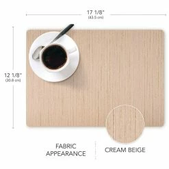 Easy Care Strings/Rectangle 17 in. x 12 in. Pearl Vinyl Placemats (Set of 6) by DASCO -Table Linens Shop beige cream placemats hd22 015 4f 1000