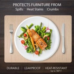 Easy Care Strings/Rectangle 17 in. x 12 in. Pearl Vinyl Placemats (Set of 6) by DASCO -Table Linens Shop beige cream placemats hd22 015 fa 1000