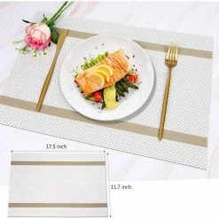 18 in. x 12 in. Beige Vinyl Weave Placemats (Set of 4) by Hillstry -Table Linens Shop beige cream placemats wf cdms4 1 44 1000