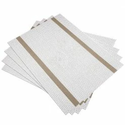 18 in. x 12 in. Beige Vinyl Weave Placemats (Set of 4) by Hillstry