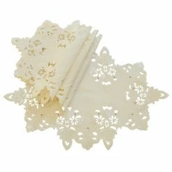12 in. x 18 in. Ivory Victorian Lace Embroidered Cutwork Placemat (Set of 4) by Xia Home Fashions