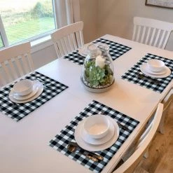 Buffalo Check 18 in. x 12 in. Blacks Black/White Checkered Cotton/Polyester Placemats (Set of 4) by ACHIM -Table Linens Shop blacks achim placemats bcplmtbw36 4f 1000