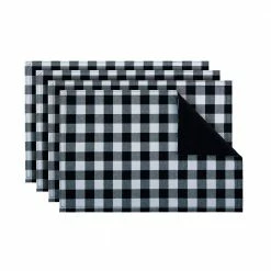 Buffalo Check 18 in. x 12 in. Blacks Black/White Checkered Cotton/Polyester Placemats (Set of 4) by ACHIM -Table Linens Shop blacks achim placemats bcplmtbw36 c3 1000