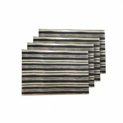 Jagged Black Reversible Metallic Printed Placemats (Set of 4) by Dainty Home