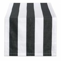 Black Dobby Stripe Cotton Table Runner by DII