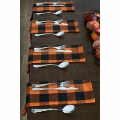 Farmhouse Living Fall Buffalo Check 20 in. W x 20 in. L Black/Orange Napkins (Set of 4) by Elrene