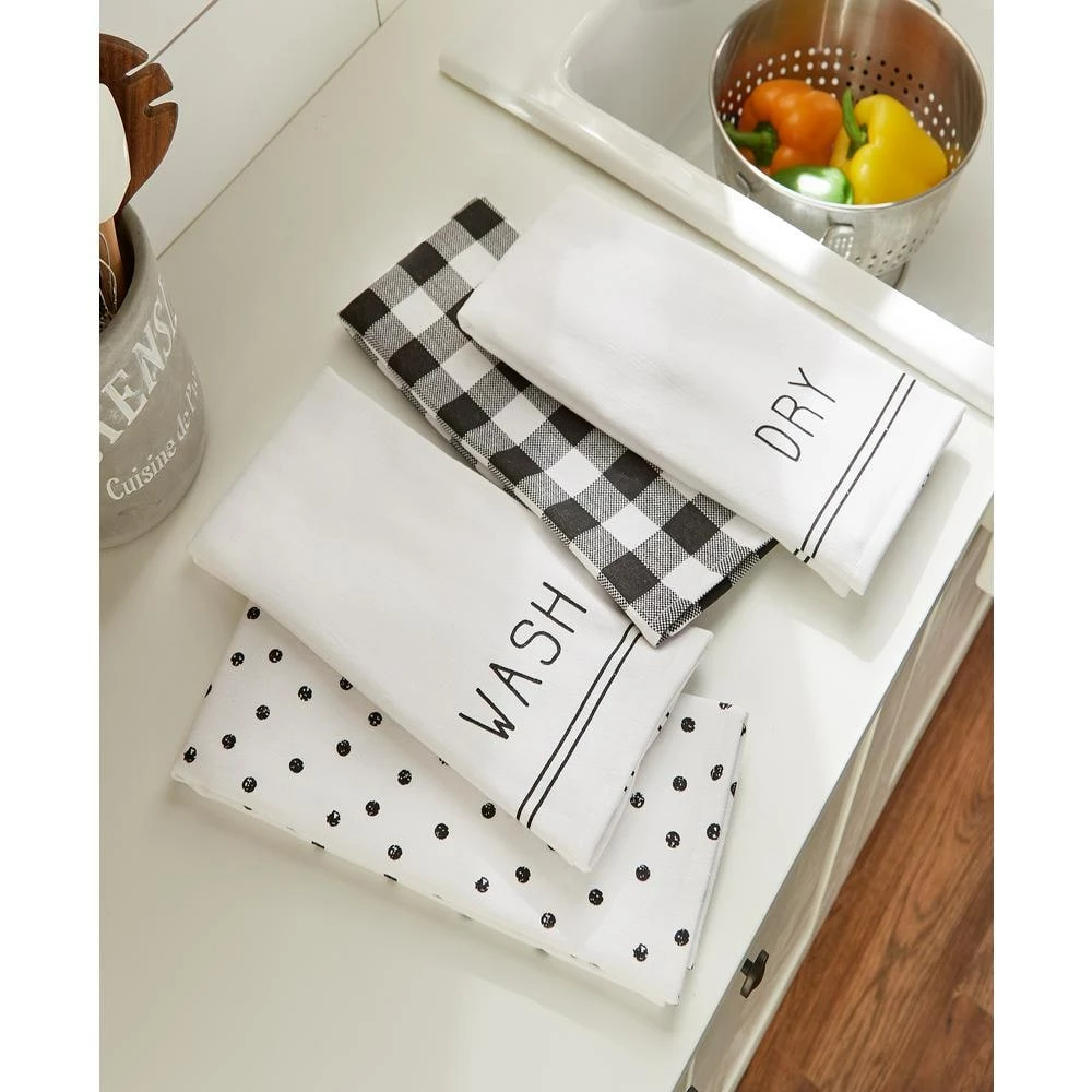 Farmhouse Living Sentiments Black/White Kitchen Towels (Set of 4) by Elrene 3 Farmhouse Living Sentiments Black/White Kitchen Towels (Set of 4) by Elrene