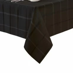 60 in. W x 84 in. L Oblong Black Elegance Plaid Damask Fabric Tablecloth by Elrene -Table Linens Shop blacks elrene tablecloths 21044blk 4f 1000