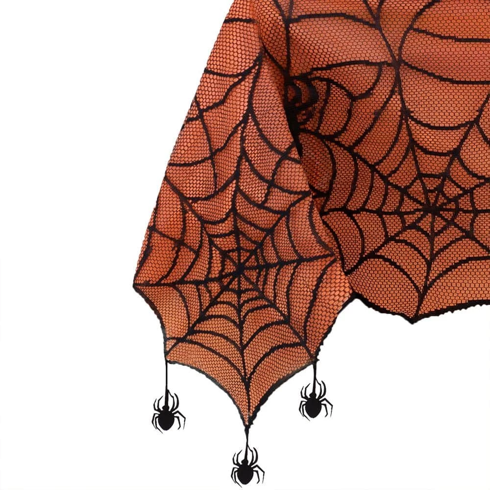 Crawling Halloween Spider Lace Lined 60 in. W x 84 in. L Black/Orange Tablecloth by Elrene 5 Crawling Halloween Spider Lace Lined 60 in. W x 84 in. L Black/Orange Tablecloth by Elrene - Image 3