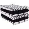 Set of 6 Mixed Flat and Terry Kitchen Towels, 18 x 28 Inches, Absorbent and Perfect Kitchen Starter Pack, Black by KAF HOME