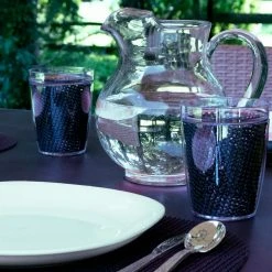 Fishnet 17 in. x 12 in. Black PVC Covered Jute Oval Placemat (Set of 6) by Kraftware -Table Linens Shop blacks kraftware placemats 31146 31 1000