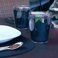 Fishnet 17 in. x 12 in. Black PVC Covered Jute Oval Placemat (Set of 6) by Kraftware -Table Linens Shop blacks kraftware placemats 31146 4f 1000