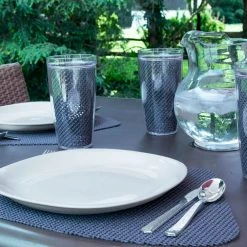 Fishnet 19 in. x 13 in. Blackened Pearl PVC Covered Jute Wedge Placemat (Set of 6) by Kraftware -Table Linens Shop blacks kraftware placemats 39749 31 1000