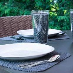 Fishnet 19 in. x 13 in. Blackened Pearl PVC Covered Jute Wedge Placemat (Set of 6) by Kraftware -Table Linens Shop blacks kraftware placemats 39749 4f 1000