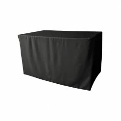 48 in. L x 24 in. W x 30 in. H Black Polyester Poplin Fitted Tablecloth by LA Linen