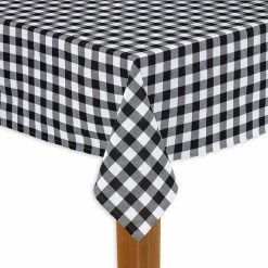 Buffalo Check 70 in. Round Black 100% Cotton Table Cloth for Any Table by Lintex