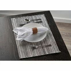Mono 19 in. x 13 in. Black / White Fringed Cotton Placemat (Set of 4) by LR Home -Table Linens Shop blacks lr home placemats speci04707bbt1117 31 1000