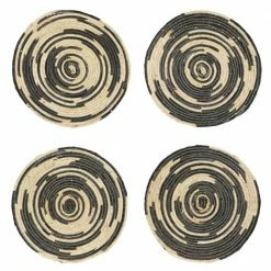 14 in. Black Corn Husk Wicker Placemat (4-Piece) by Unbranded