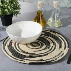 14 in. Black Corn Husk Wicker Placemat (4-Piece) by Unbranded -Table Linens Shop blacks placemats 985118590m fa 1000