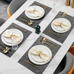 18 in. x 12 in. Black Crossweave Vinyl Placemat (Set of 4) by Hillstry -Table Linens Shop blacks placemats bzcd bk4 31 1000