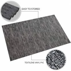 18 in. x 12 in. Black Crossweave Vinyl Placemat (Set of 4) by Hillstry -Table Linens Shop blacks placemats bzcd bk4 44 1000