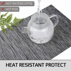 18 in. x 12 in. Black Crossweave Vinyl Placemat (Set of 4) by Hillstry -Table Linens Shop blacks placemats bzcd bk4 4f 1000