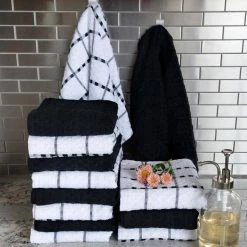 Value Basics Terry Solid and Check Cotton Kitchen Towel Set (Set of 16) by RITZ 12 Value Basics Terry Solid and Check Cotton Kitchen Towel Set (Set of 16) by RITZ -Table Linens Shop blacks ritz kitchen towels 80114 44 1000