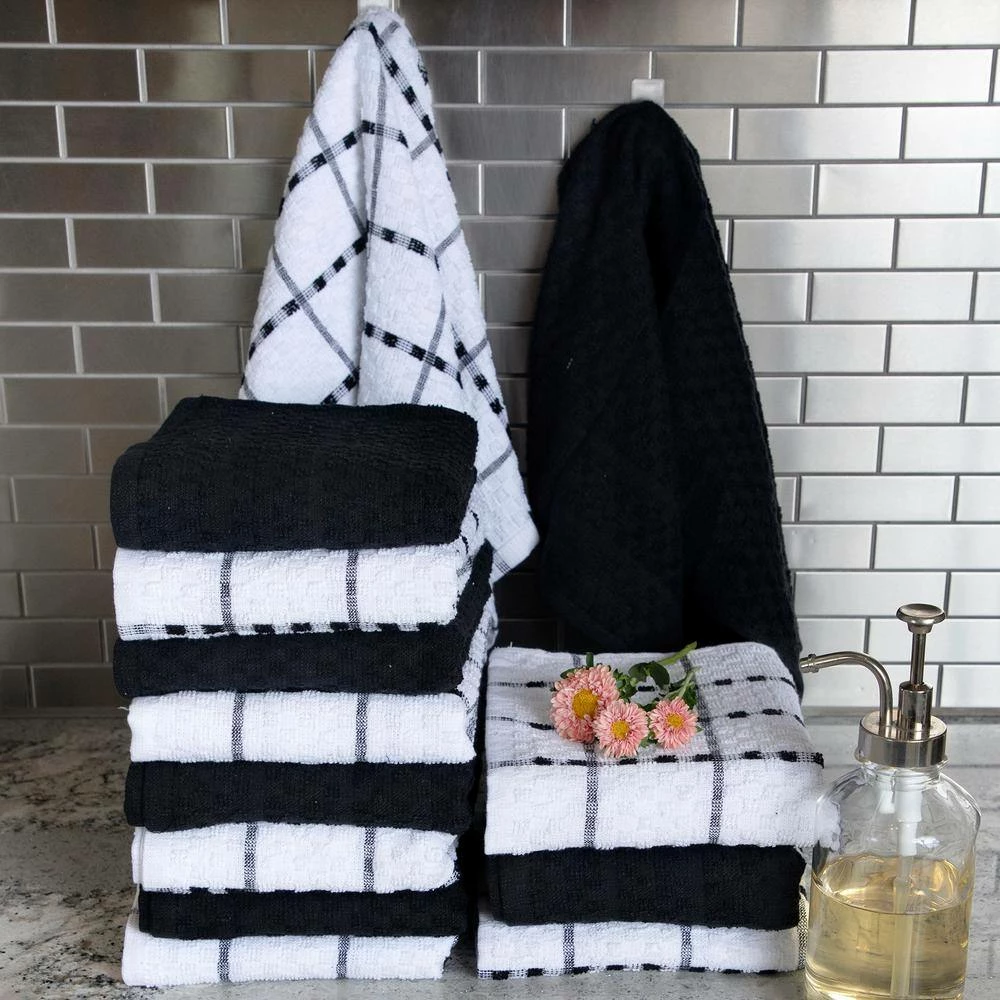 Value Basics Terry Solid and Check Cotton Kitchen Towel Set (Set of 16) by RITZ 7 Value Basics Terry Solid and Check Cotton Kitchen Towel Set (Set of 16) by RITZ - Image 5
