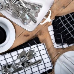 Black Terry Check Cotton Dish Cloth Set of 6 by RITZ -Table Linens Shop blacks ritz kitchen towels 92414a 4f 1000