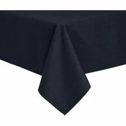 54 in. x102 in. Black Linen Look and Waterproof Tablecloth for Picnic Table by Pro Space