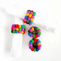 Kaleidescope Felt 3-Strand Napkin Rings (Set of 4) by Global Crafts