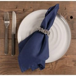 Chateau Easy-Care Cloth Dinner Napkins,Set of 12 Oversized, 20 x 20 in., Blue by KAF HOME -Table Linens Shop blues cloth napkins napkin rings poly np 2020 s12 bl 4f 1000