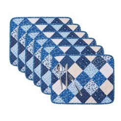 Olivia 19 in. x 13 in. Blue Quilted Microfiber Placemat (Set of 6) by COUNTRY LIVING -Table Linens Shop blues country living placemats cl624bl20 44 1000