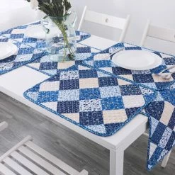 Olivia 19 in. x 13 in. Blue Quilted Microfiber Placemat (Set of 6) by COUNTRY LIVING -Table Linens Shop blues country living placemats cl624bl20 4f 1000